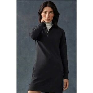 American Giant Womens Quarter Zip Sweatshirt Dress Black S Made in USA